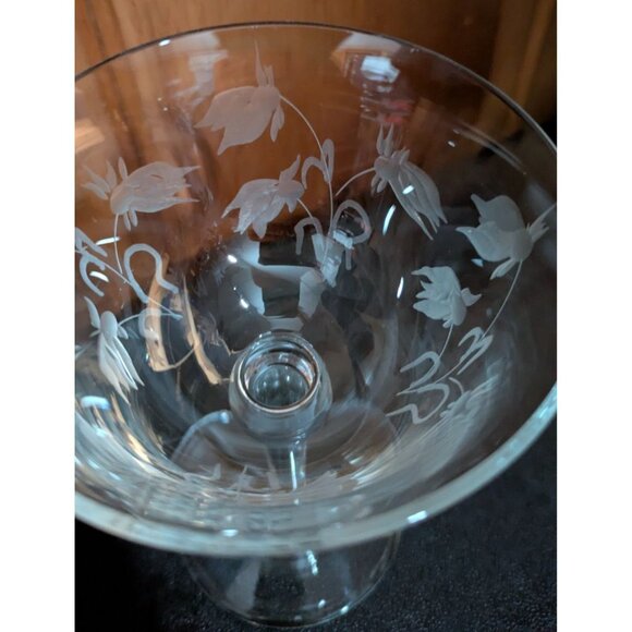 Etched Columbine Floral Champagne Glass Vintage Stemware 6" Replacement Vintage - Picture 8 of 16